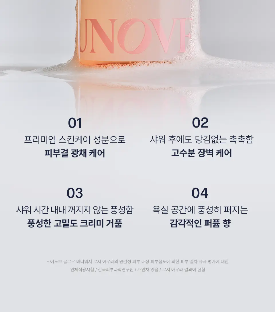 [광채케어/고보습] 어노브 글로우 바디워시 290ml 2종 택1 (누바닐라/로지아우라) 상세페이지 7